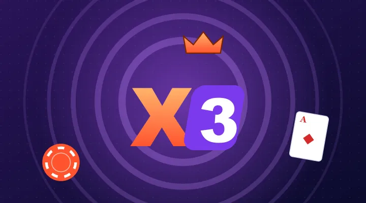 Logo X3 z koroną na fioletowym tle – X3Bet Kasyno